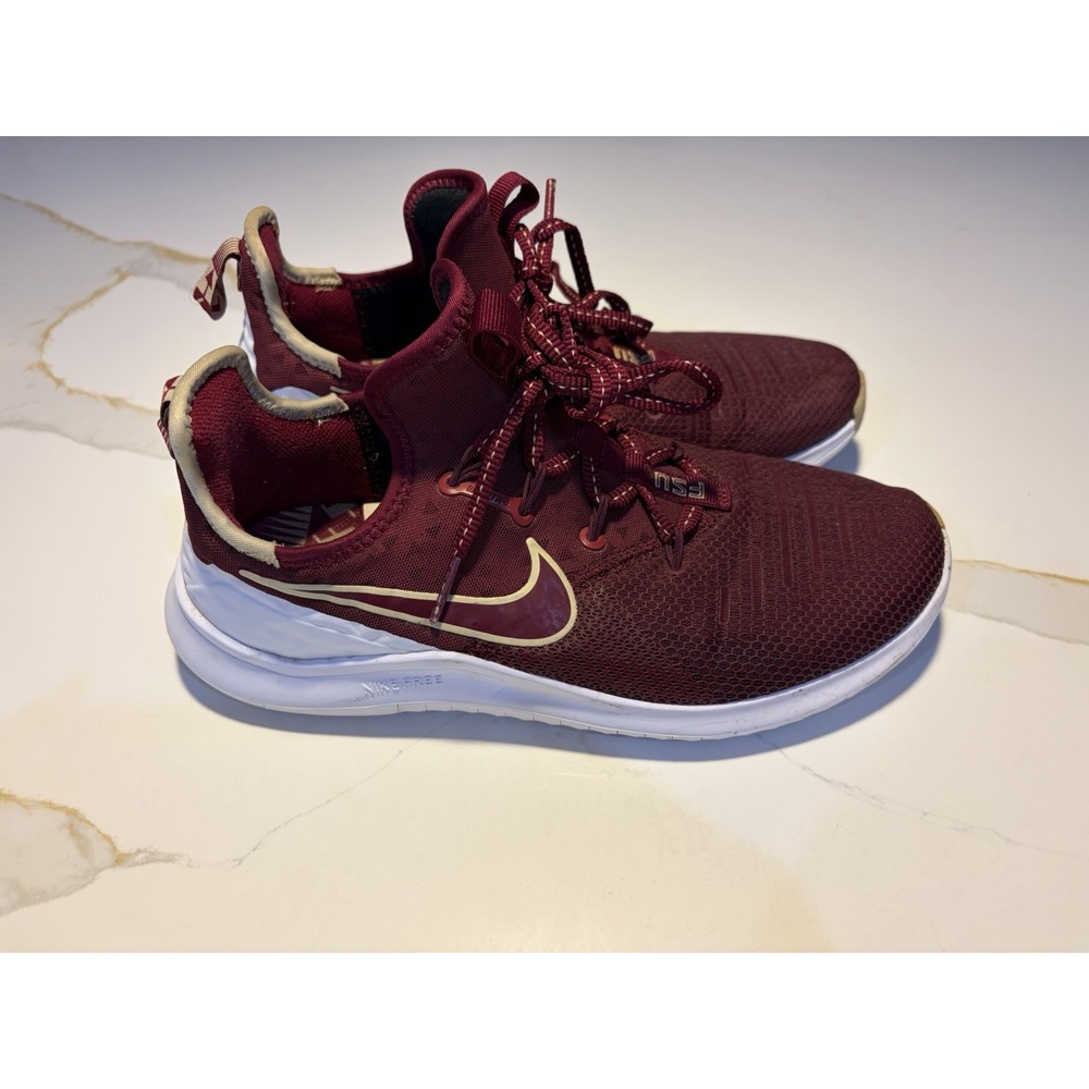 FSU Nike Free RN CMTR 2018 Running Shoes Burgundy White Women 8 Sneakers Noles